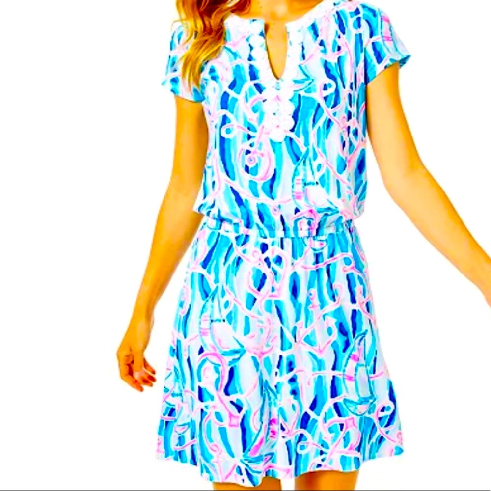 Lilly Pulitzer Skort Romper in Reel Nauti pattern  women’s Large,  NWT